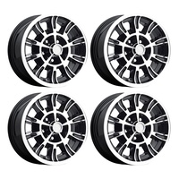 15 x 7 GT6 10 Spoke Alloy Wheel Black SET 4 with CS Caps & Nuts