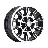 Legendary Wheels 15 x 7 GT6 Wheel 5 on 4.5 BP, 4.25 BS, Gloss Black/Machined