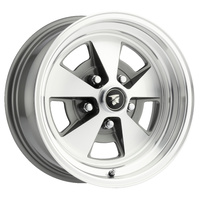 15 x 7 Legendary Flat 5 Alloy Wheel, 5 on 4.5 BP, 4.25 BS, Machined - Charcoal