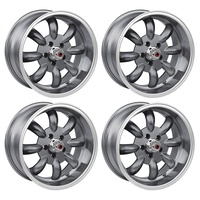Legendary Wheel Co LW80 MiniLite T/A Alloy Wheel Charcoal 15" x 7" Set 4 with Caps & Nuts
