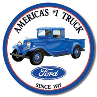 Ford Trucks – Round Metal Tin Sign 29.8cm Diameter Genuine American Made