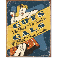 No Shirt  Large Metal Tin Sign 40.6cm X 31.7cm Genuine American Made