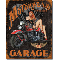 Motorhead Garage  Large Metal Tin Sign 40.6cm X 31.7cm Genuine American Made