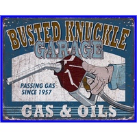 Busted Knuckle Gas and Oil – Large Metal Tin Sign 40.6cm X 31.7cm Genuine American Made