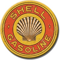 Shell Gasoline 1920's  Round Metal Tin Sign 29.8cm Diameter Genuine American Made