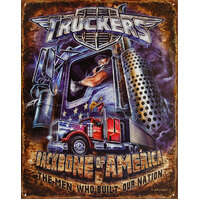 Truckers  Backbone of America  Large Metal Tin Sign 40.6cm X 31.7cm Genuine American Made