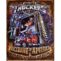 Truckers – Backbone of America – Large Metal Tin Sign 40.6cm X 31.7cm Genuine American Made