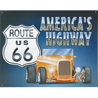 Route 66 – Roadster – Large Metal Tin Sign 31.7cm X 40.6cm Genuine American Made