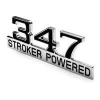 347 Stroker Powered Emblem Diecast Chrome & Black Stick On
