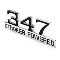347 Stroker Powered Emblem Diecast Chrome & Black Stick On - Single