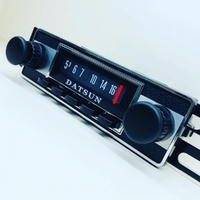 Platinum-Series Bluetooth AM/FM Radio Assembly for 1960-70 Datsun Sports/Fairlady - Black Fascia, Chrome/Chrome Console