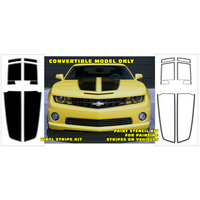 2010-13 Camaro Convertible 'Rally Dual w/ Pinstripe' Over The Car Stripe Kit - Black