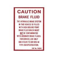 Brake Fluid Decal for Holden HD HR HK HT HG LC LJ With Discs