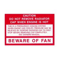 Fan Warning Decal for Holden HZ WB VB VC VH VK VL & LX Torana & VN VP VR VS Commodore V8