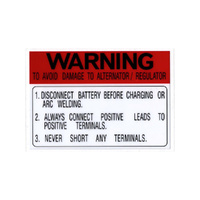 Battery Warning Shocker Tower Decal for Ford Falcon XR XT XW XY/Fairlane ZA ZB ZC ZD