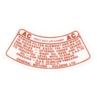 Air Cleaner Decal for Holden for Holden FE Early FC Brown Ac