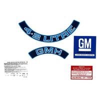 Engine Decal Kit - Blue for Holden HZ WB VB Commodore 4.2 Litre