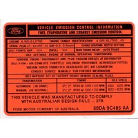 Ford Falcon XD 302 351 Late Orange Exhaust Emission Decal