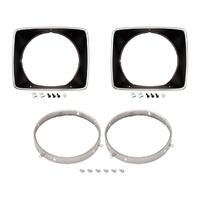 Headlight Rim Kit - Inner/Outer/Left/Right for Holden HJ HX GTS Sand Black
