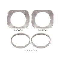 Headlight Rim Kit - Inner/Outer/Left/Right for Holden HJ HX HZ Tonner - Silver