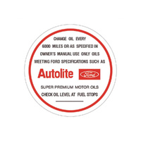 Oil Cap "Autolite" Decal for Ford Falcon XW XY/Fairlane ZC ZD V8