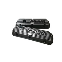 Finned Aluminium Valve Covers Cobra Powered By Ford Black Wrinkle - Solid Letters