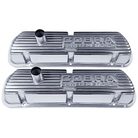 Finned Aluminium Valve Covers Cobra Powered By Ford Polished - Solid Letters