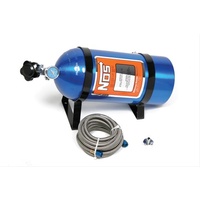 10 lb Nitrous Bottle w/ NOS Blue Finish & Super Hi Flo Valve w/ Mounting Brackets & Gauge