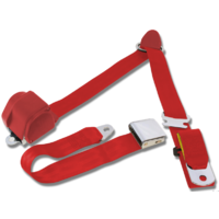 1964.5-73 Mustang 3-Point Seat Belt Pair- Bright Red