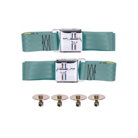 1964 - 1973 Mustang Seat Belt Set with Mustang Emblem - Pair (Aqua)