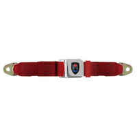 Chrome Lift Up Buckle Seat Belt, Front or Rear, Left or Right with VW Wolfsburg Logo - BRIGHT RED