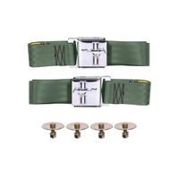 1964 - 1973 Mustang Seat Belt Set with Mustang Emblem - Pair (Green)