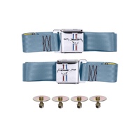 1964 - 1973 Mustang Seat Belt Set with Mustang Emblem - Pair (Light Blue)