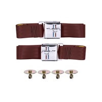 1964 - 1973 Mustang Seat Belt Set with Mustang Emblem - Pair (Maroon)