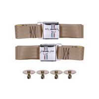 1964 - 1973 Mustang Seat Belt Set with Mustang Emblem - Pair (Palomino - Parchment)
