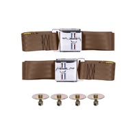 1964 - 1973 Mustang Seat Belt Set with Mustang Emblem - Pair (Saddle)