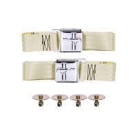 1964 - 1973 Mustang Seat Belt Set with Mustang Emblem - Pair (White)