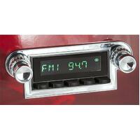1964-66 Ford Thunderbird San Diego Radio - Black Face w/ Chrome Buttons, 04-74 Knob