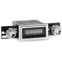 1967-1968 Ford Mustang Motor 6 San Diego Radio w/ Black with Chrome Buttons Face, Chrome Bezel & 07-77 Knob