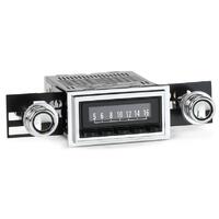 1967-1968 Ford Mustang Motor 6 San Diego Radio w/ Black with Chrome Buttons Face, Chrome Bezel & 08-77 Knob
