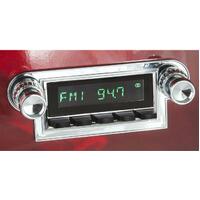 1964-66 Ford Thunderbird San Diego Radio - Chrome Face w/ Black Buttons, 04-74 Knob