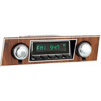 1967 - 1968 Chevrolet Camaro/Pontiac Firebird San Diego Retro Radio - Chrome Face w/ Black Buttons, Wood Grain Bezel