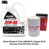 Nulon High Zinc Mineral 25W-60 5L Street and Track Engine Oil & Motorcraft Oil Filter Service Kit