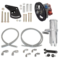 Remote Reservoir Pro Pump Kit with V-Belt Pulley - Ford Small-Block Short Deck (Braided Hose)