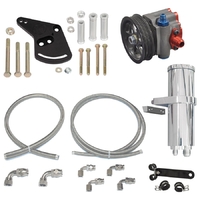 Remote Reservoir Pro Pump Kit with Serpentine Pulley - Ford Small-Block Short Deck (Braided Hose)