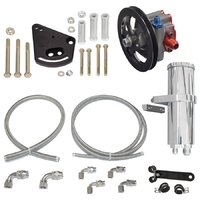 Remote Reservoir Pro Pump Kit with V-Belt Pulley - Ford Small-Block Tall Deck (Braided Hose)