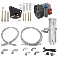 Remote Reservoir Pro Pump Kit with Serpentine Pulley - Ford Small-Block Tall Deck (Braided Hose)