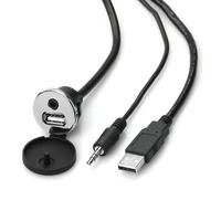USB/Auxiliary Extension Cable with Underdash Mount - Chrome
