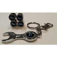 Tyre Valve Caps & Keyring Set Ford Black