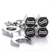 Tyre Valve Caps & Keyring Set Nissan